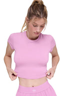 Alosoft Crop Finesse Short Sleeve - Candy Heart Pink - Unmatched Kicks - ALO