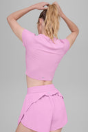Alosoft Crop Finesse Short Sleeve - Candy Heart Pink - Unmatched Kicks - ALO
