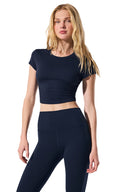 Alosoft Crop Finesse Short Sleeve Navy - Unmatched Kicks - ALO