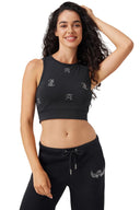 Angel Couture All Over Small Bling Crop Tank Liquorice - Unmatched Kicks - Juicy Couture