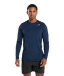 Arrival Long Sleeve T-Shirt slim fit Navy - Unmatched Kicks - GYMSHARK