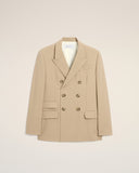 Beige New Wool Double Breasted Straight Jacket - Unmatched Kicks - Ami Paris