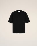 Black Wool Short Sleeves V Neck Sweater - Unmatched Kicks - Ami Paris