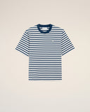 Blue Cotton Boxy Fit Mariniere Ami De Coeur T-shirt - Unmatched Kicks - Ami Paris