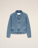 Blue Cotton Contrasted Ami De Coeur Zipped Jacket - Unmatched Kicks - Ami Paris