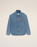 Blue Cotton Knitted Ami De Coeur Overshirt - Unmatched Kicks - Ami Paris
