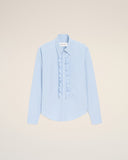 Blue Cotton Long Sleeve Ruffled Adjusted Shirt - Unmatched Kicks - Ami Paris