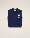 Blue Wool And Cotton Sleeveless Ami De Coeur Sweater - Unmatched Kicks - Ami Paris