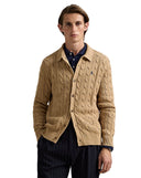 Cable - Knit Cotton Cardigan Camel Melange - Unmatched Kicks - ralph lauren