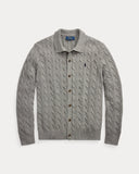 Cable - Knit Cotton Cardigan Fawn Grey Heather - Unmatched Kicks - ralph lauren