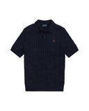 Cable - Knit Cotton Polo - Collar Sweater Hunter Navy - Unmatched Kicks - ralph lauren