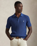 Cable - Knit Cotton Polo - Collar Sweater Rustic Navy Heather - Unmatched Kicks - ralph lauren