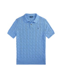 Cable - Knit Cotton Polo - Collar Sweater Soft Royal Heather - Unmatched Kicks - ralph lauren