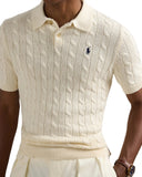 Cable - Knit Cotton Polo - Collar T-shirt Andover Cream - Unmatched Kicks - ralph lauren