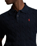 Cable - Knit Cotton Polo - Collar T-shirt Hunter Navy - Unmatched Kicks - ralph lauren