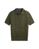 Cable - Knit Cotton Polo - Collar T-shirt Sweater Garden Trail Heather - Unmatched Kicks - ralph lauren