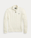 Cable - Knit Cotton Quarter - Zip Sweater Andover Cream - Unmatched Kicks - ralph lauren