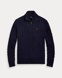 Cable - Knit Cotton Quarter - Zip Sweater Hunter Navy - Unmatched Kicks - ralph lauren