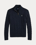 Cable-Knit Cotton Quarter-Zip Sweater Hunter Navy - Unmatched Kicks-ralph lauren