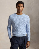 Cable-Knit Cotton Sweater Blue Hyacinth Heather - Unmatched Kicks-ralph lauren