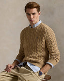 Cable-Knit Cotton Sweater Camel Melange - Unmatched Kicks-ralph lauren