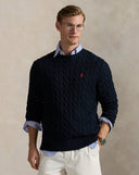 Cable - Knit Cotton Sweater Hunter Navy - Unmatched Kicks - ralph lauren