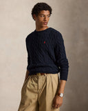 Cable-Knit Cotton Sweater Hunter Navy/Red - Unmatched Kicks-ralph lauren