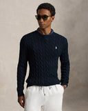 Cable-Knit Cotton Sweater Hunter Navy/White - Unmatched Kicks-ralph lauren