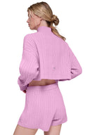 Cable Knit Cropped Winter Bliss Turtleneck Long Sleeve - Candy Heart Pink - Unmatched Kicks - ALO