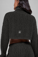 Cable Knit Cropped Winter Bliss Turtleneck Long Sleeve Dark Heather Grey - Unmatched Kicks - ALO