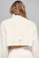 Cable Knit Cropped Winter Bliss Turtleneck Long Sleeve Ivory - Unmatched Kicks - ALO