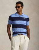 Cable - Knit Striped Polo - Collar Sweater Blue Navy Combo - Unmatched Kicks - ralph lauren