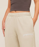 Chainstitch Graphic Wide Leg Joggers Pebble Grey/Wash - Unmatched Kicks - GYMSHARK