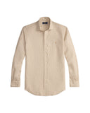 Classic Fit Houndstooth Linen Shirt Coastal Beige White - Unmatched Kicks - ralph lauren