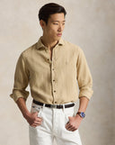 Classic Fit Linen Shirt Coastal Beige - Unmatched Kicks - ralph lauren