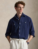 Classic Fit Linen - Silk Workshirt Newport Navy - Unmatched Kicks - ralph lauren