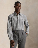 Classic Fit Plaid Brushed Oxford Shirt Grey Heather Multi - Unmatched Kicks - ralph lauren