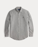 Classic Fit Plaid Brushed Oxford Shirt Grey Heather Multi - Unmatched Kicks - ralph lauren