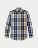 Classic Fit Plaid Brushed Oxford Shirt Off White Navy Multi - Unmatched Kicks - ralph lauren
