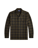 Classic Fit Plaid Flannel Camp Shirt Olive Black - Unmatched Kicks - ralph lauren