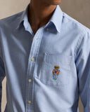 Classic Fit Polo Bear Oxford Shirt Bsr Blue W/ Harbor Island Blue - Unmatched Kicks-ralph lauren