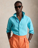 Classic Fit Slub Linen Shirt Perfect Turquoise - Unmatched Kicks-ralph lauren