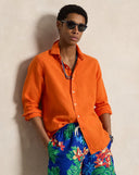 Classic Fit Slub Linen Shirt Sailing Orange - Unmatched Kicks-ralph lauren