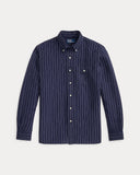 Classic Fit Striped Linen Shirt Navy White - Unmatched Kicks - ralph lauren