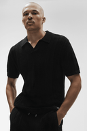Coastline Knit Short Sleeve Polo Black - Unmatched Kicks-ALO