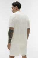 Coastline Knit Short Sleeve Polo Ivory - Unmatched Kicks-ALO