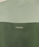 Collective Mesh Wordmark Jersey oversized fit Core Olive/Haze Green/Soft White - Unmatched Kicks - GYMSHARK