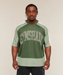 Collective Mesh Wordmark Jersey oversized fit Core Olive/Haze Green/Soft White - Unmatched Kicks - GYMSHARK