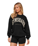 Collegiate Graphic Crew Neck Pullover Black/ Pebble Grey - Unmatched Kicks - GYMSHARK