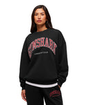 Collegiate Graphic Crew Neck Pullover oversized fit Black - Unmatched Kicks - GYMSHARK